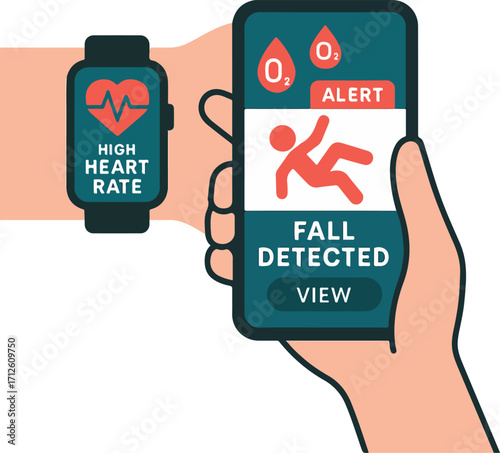 Smartwatch Telehealth Alerts Vector
