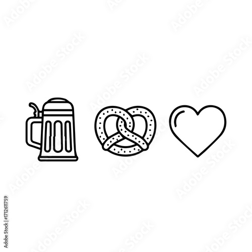 Line Art Illustration of a Pretzel with Speckled Texture