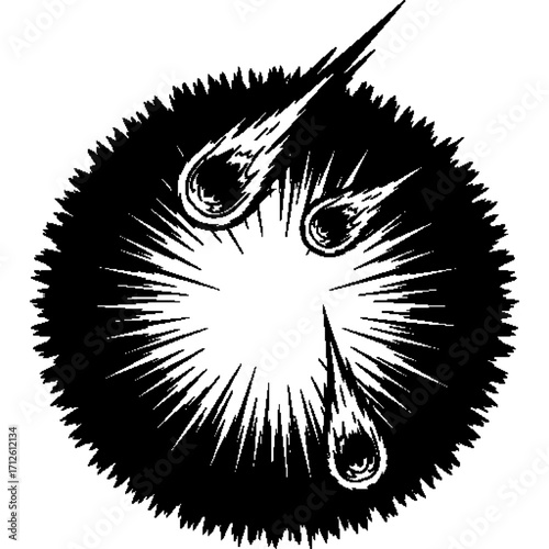Cosmic Strike: Abstract space or cosmic themed symbol. Perfect for social media posts, websites, gaming backgrounds, posters, logos, and digital art.