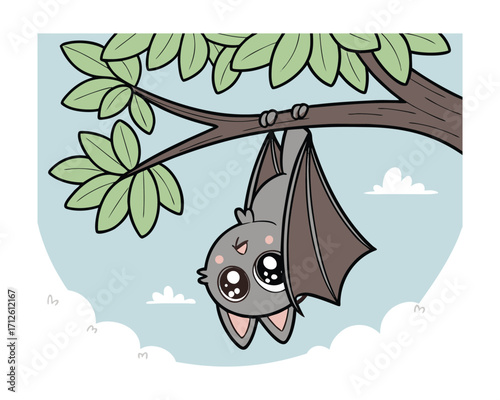 Nocturnal animal bat flying under moonlight in dark sky