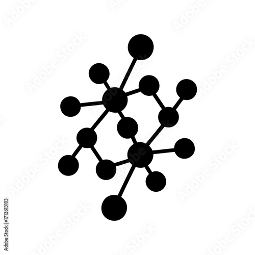 Abstract representation of networked molecules forming a complex interconnected structure