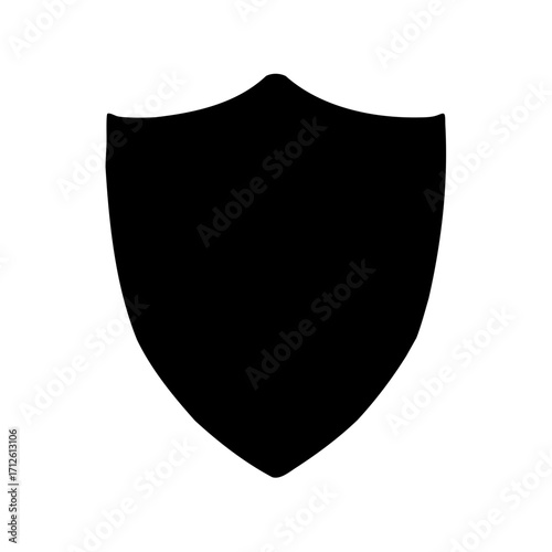 Simple black shield silhouette isolated on white background great for icons