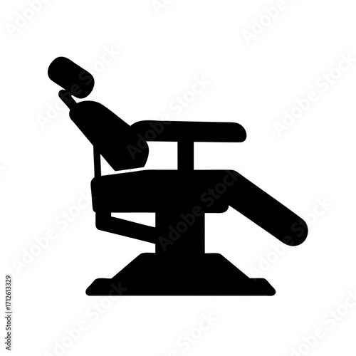 Silhouette depiction of a modern dental chair, essential for professional dentistry