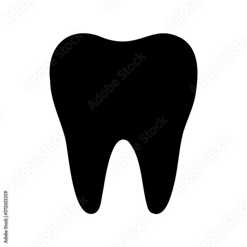Detailed Black Tooth Silhouette for Dental Health and Hygiene Awareness