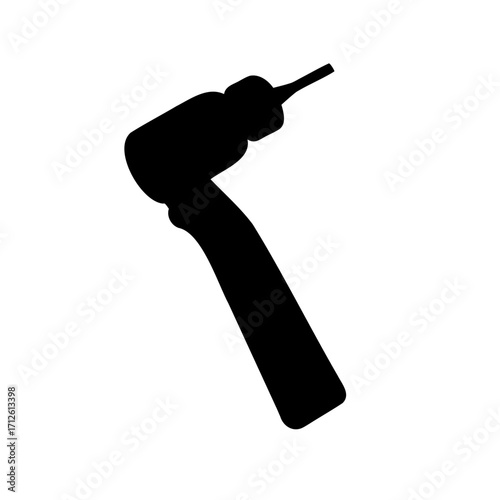 Black and white silhouette of a dental drill or dental tool device