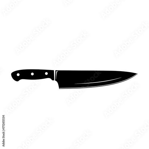 Chef knife silhouette isolated on white background