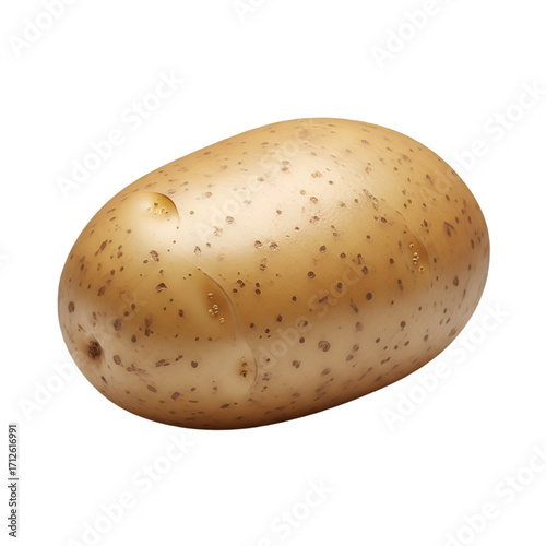 A single raw potato isolated on transparent background