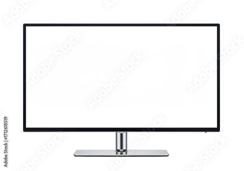 Isolated Display screen device on stand, black frame with blank screen for mockups and placement