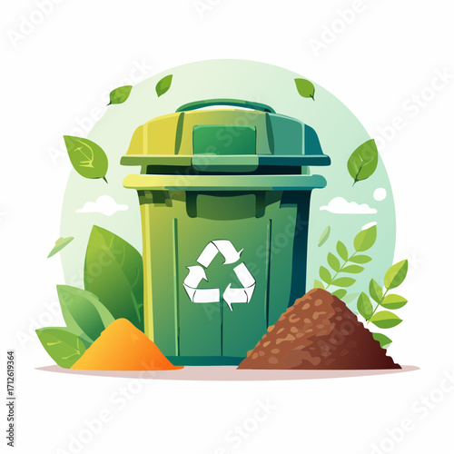 Green Recycling Bin Compost, Waste Management, and Sustainable Living