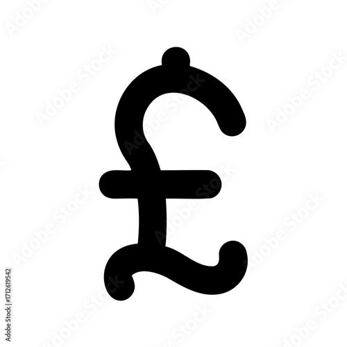 Isolated black pound sterling symbol currency icon against a white background