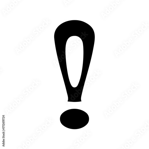 Clear and Bold Black Exclamation Mark on a White Background for Emphasis