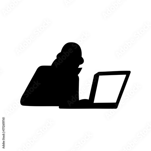 Person working on a computer, potentially coding or engaged in online activity