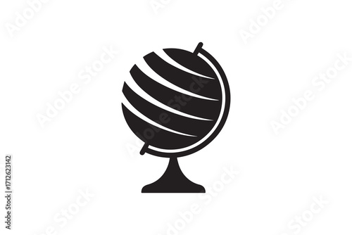 Black globe silhouette icon vector World globe silhouette on stand graphic