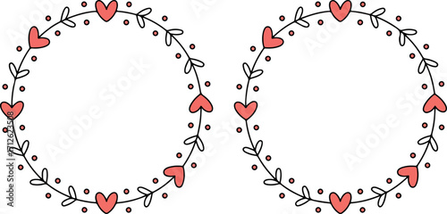 Two circles of hearts and dots create a romantic and playful design perfect for valentine's day or expressing love and affection in digital art projects