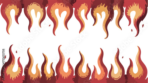 Cartoon flames border design with vibrant red and orange colors perfect for adding a fiery touch to graphic designs websites and creative projects with a hot and energetic feel