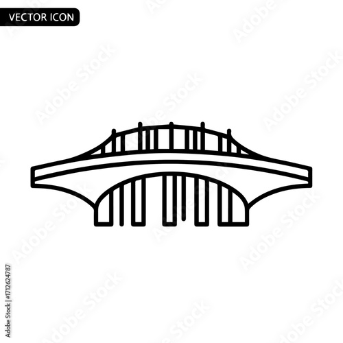 Stylized Line Art Icon of a Modern Arch Bridge Structure