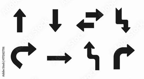Directional Arrow Vector Collection Black and White Simple Guide Design Elements