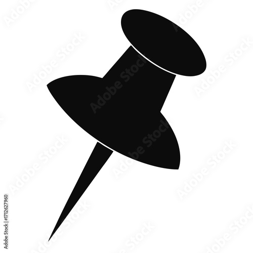 Black Pushpin Vector Illustration for Office School and Design Projects