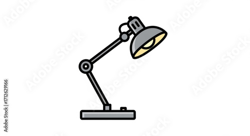 Illustration of a desk lamp, featuring a modern design with adjustable arm and head for focused lighting in workspaces