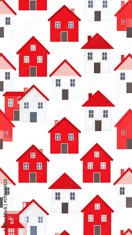 Fototapeta premium Simple repeating pattern of houses