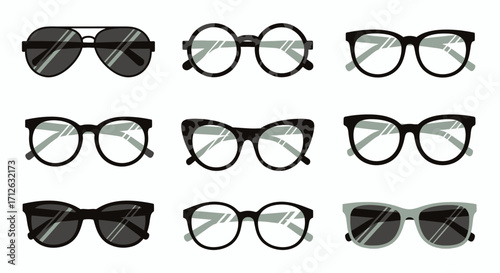 Collection of fashionable eyeglasses various designs