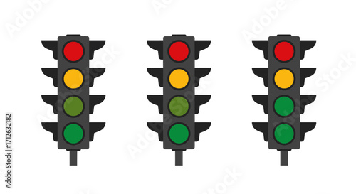 Modern traffic lights isolated on white background concept illustration