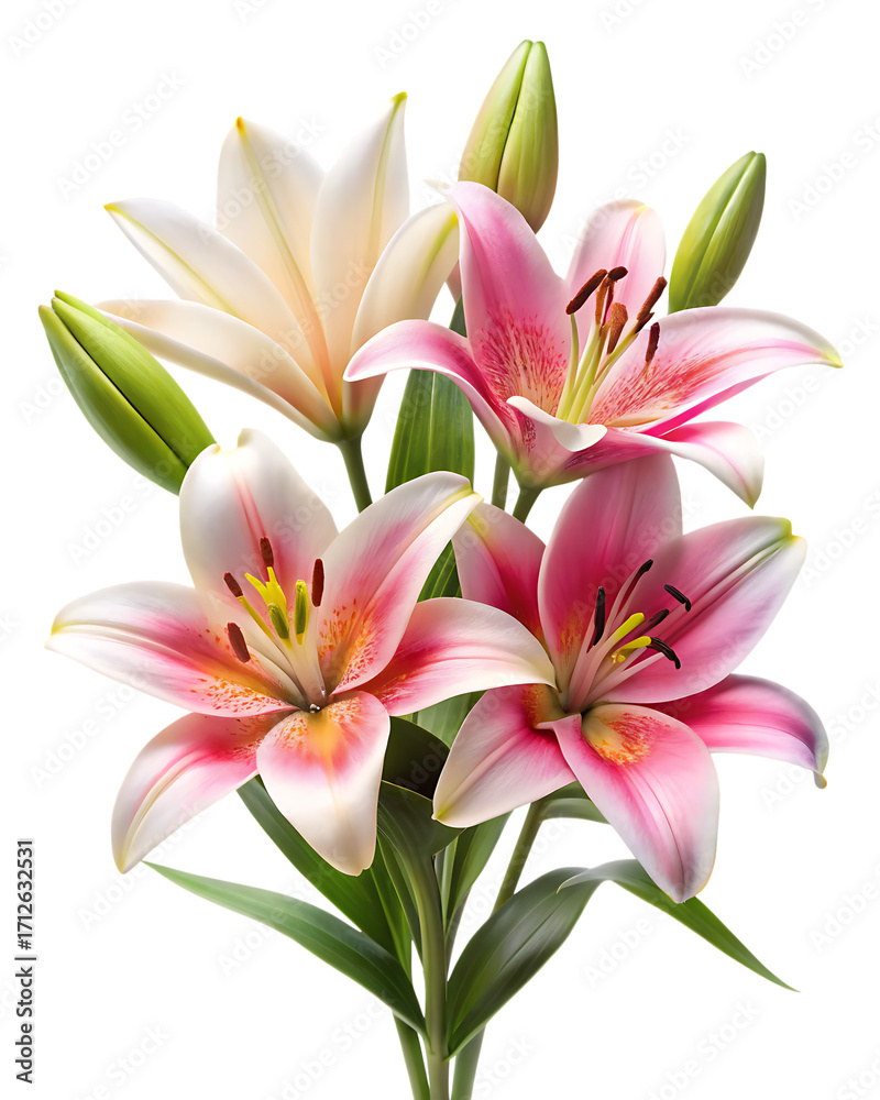 Naklejka premium ily flowers isolated on white background ,PNG. AI Generated