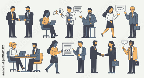 Diverse team of professionals working together vector illustration