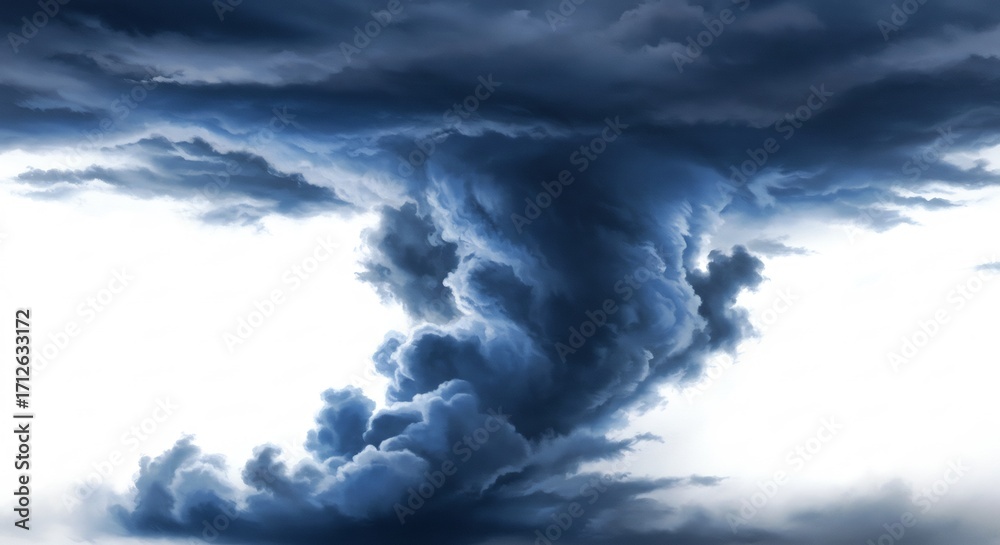 Obraz premium 暗く渦巻く巨大な雲 迫る嵐の迫力 空のドラマ. AI Generated