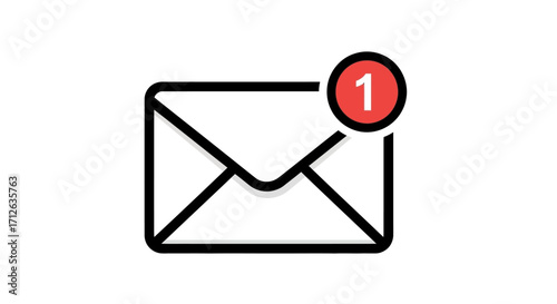 New Email Notification Unread Message Alert in Simple Vector Design