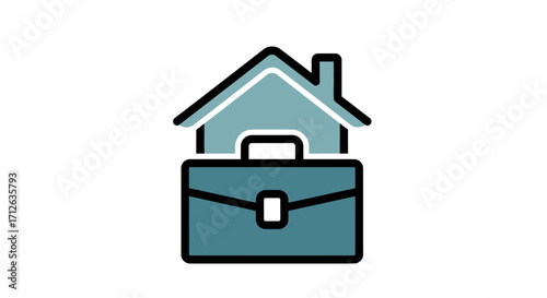 Vector line icon illustrating the concept of working from home, a remote job, and a freelance business symbol