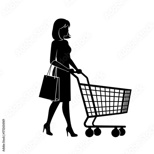 girl with shopping cart