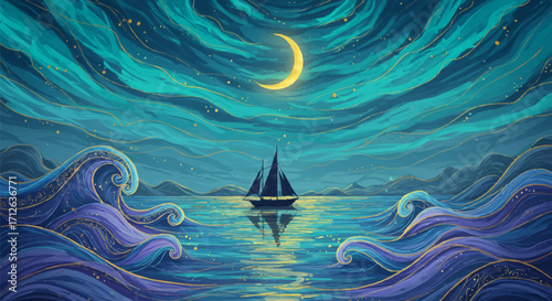 fantasy landscape with moon