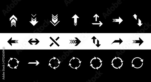 Arrow Icons Set  Up Down Left Right Rotate and Directional Symbols Vector Illustration