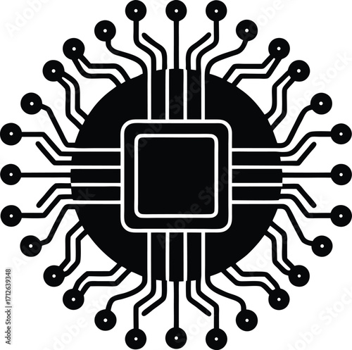 ai brain circuit vector illustration bundle microchip at brain center with circuits