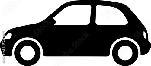 Simple Black Car Icon – Minimalist Vehicle Silhouette