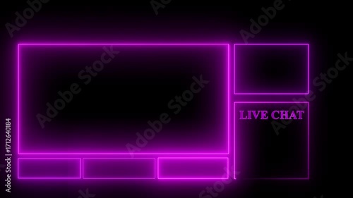 face am gamer graphic, interface Intermission Neon Sign looping face am and chat for live streaming Frame border HUD element live loop, looping modern motion..