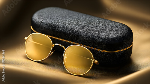 Golden eyewear and case