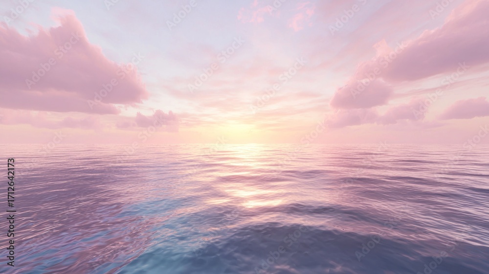 Fototapeta premium Serene pastel sunset over calm ocean.
