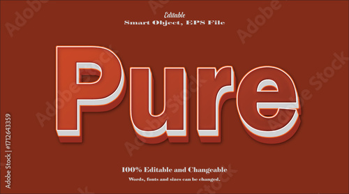 Pure Word 3d Text Effect Clean, Fresh Typography Design.