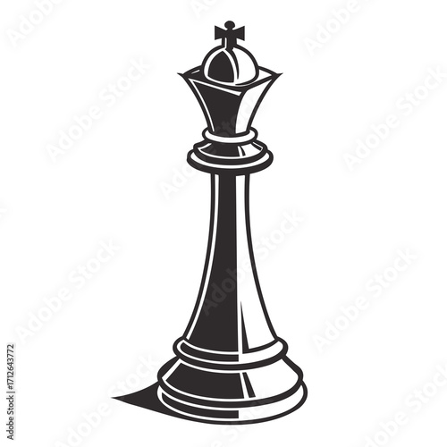 Vector art of monochrome illustration of a chess king piece, a symbol of strategy
