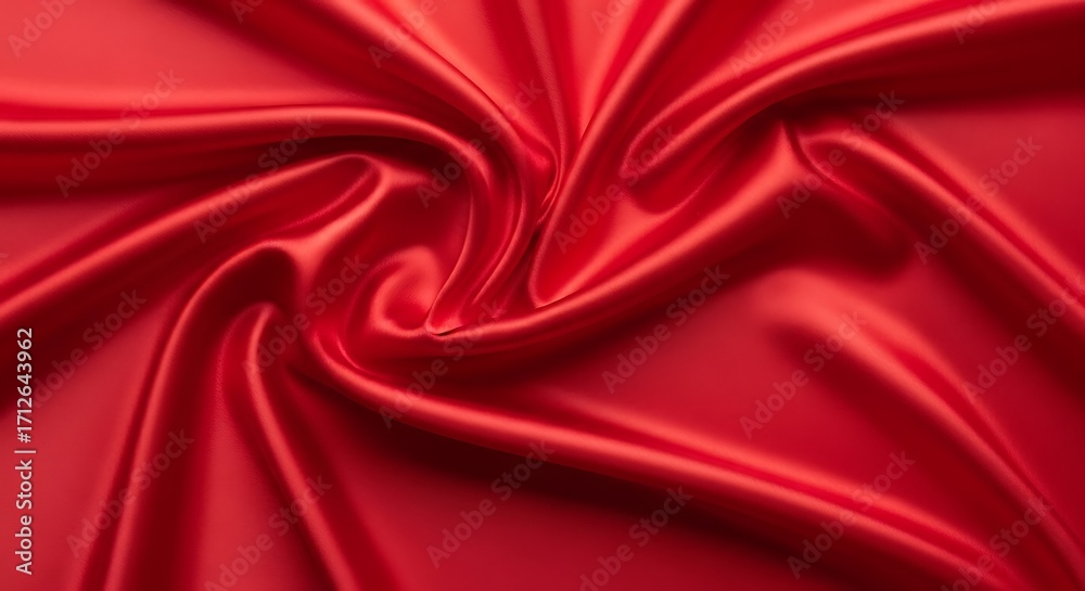 Obraz premium Red Silk Fabric Draped in a Swirling Pattern.