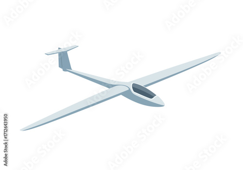 A light blue glider with a dark canopy in flight