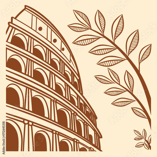 vector illustration of ancient roman temple