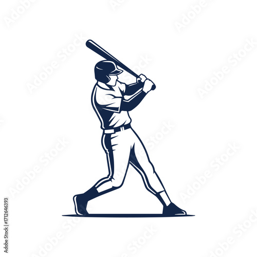 A baseball batter player swinging a bat, showcasing athleticism and the intensity of the sport in a dynamic pose