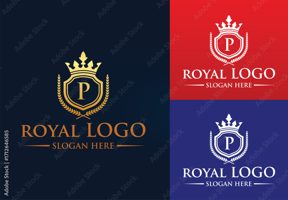 Naklejka premium P letter royal logo | P royal letter logo | king royal logo | royal academy logo | royal air logo | royal logo blue | apple crown royal logo | royal logo black and white | royal logo gold color