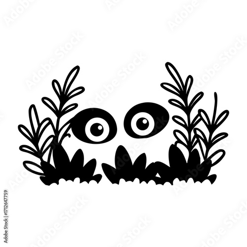Curiosity in Hiding: Intrigue sparks as curious eyes peek from behind a thicket, creating a whimsical sense of mystery, drawing you into a world of playful fantasy.