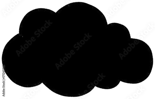 Black silhouette cloud-shaped speech bubble.