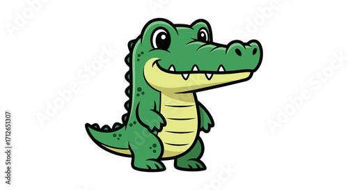 Cute Cartoon Crocodile with a Happy Expression