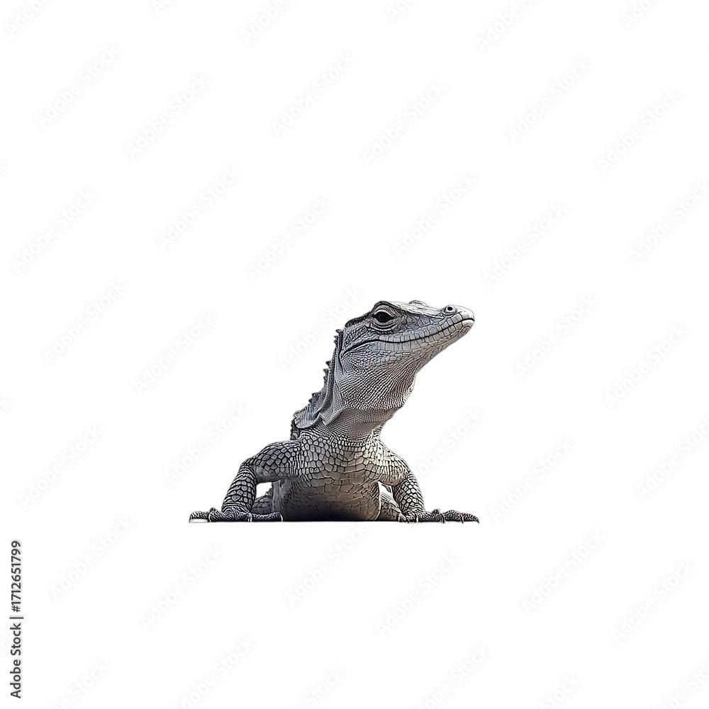 Fototapeta premium Grey Lizard on Black Background